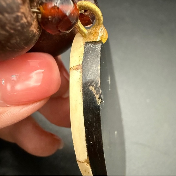 Vintage Handcrafted Carved Camel Bones with Brass Inlayed Wooden Beaded Necklace - Picture 16 of 17